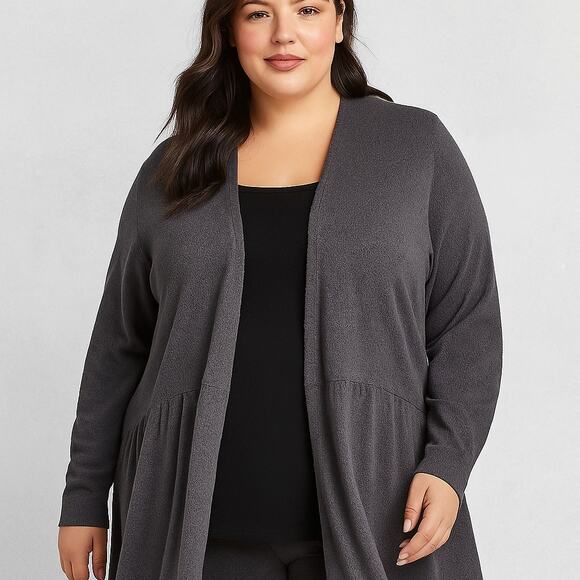 Torrid Super Soft Open-Front Gray Cardigan – Size 5X - Picture 3 of 6